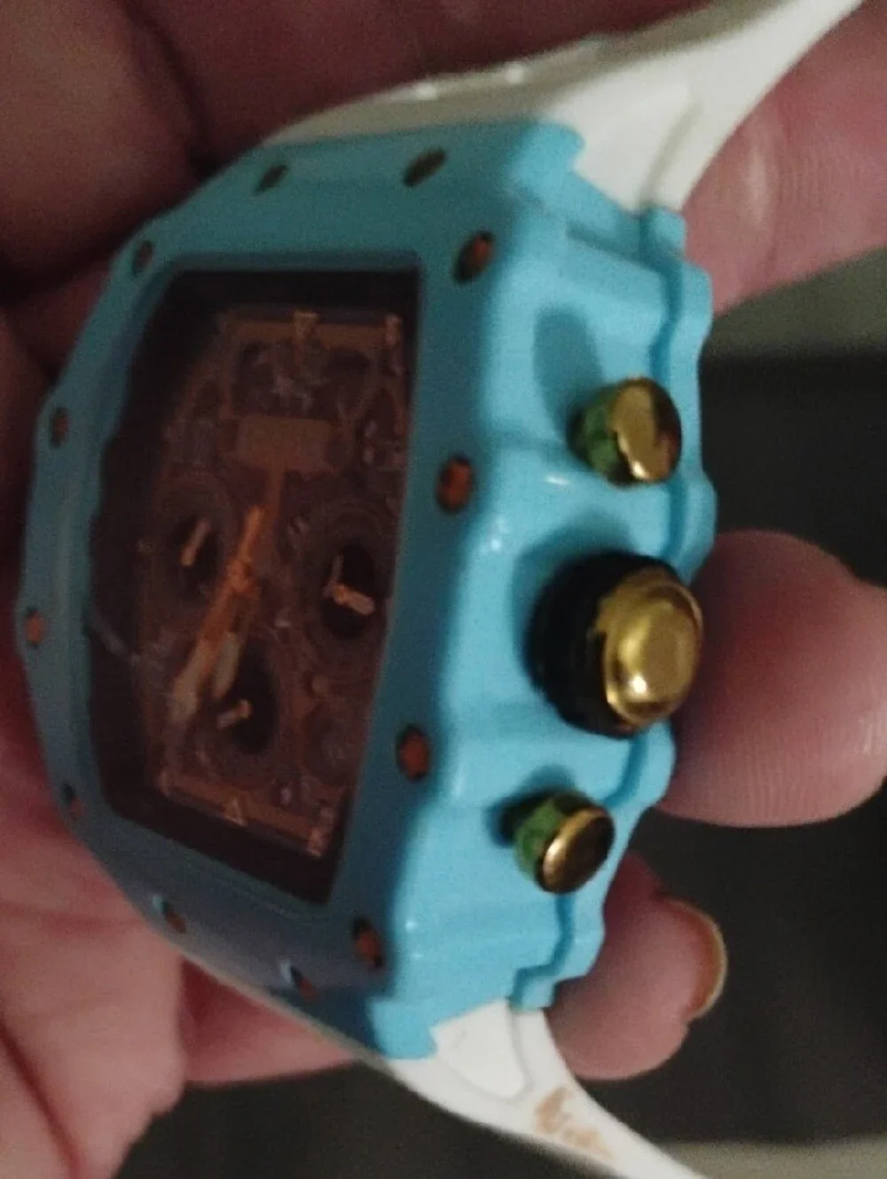 Unbranded Blue and White Sport Smartwatch with Gold Accents
